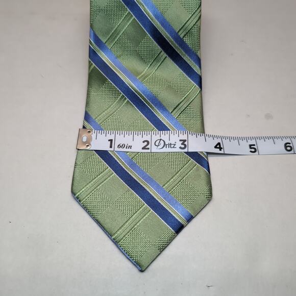 Arrow Mens Silk Neck Tie Green Blue Striped - Picture 7 of 8